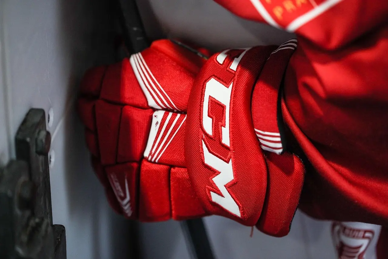 Røde ishockeyhandsker